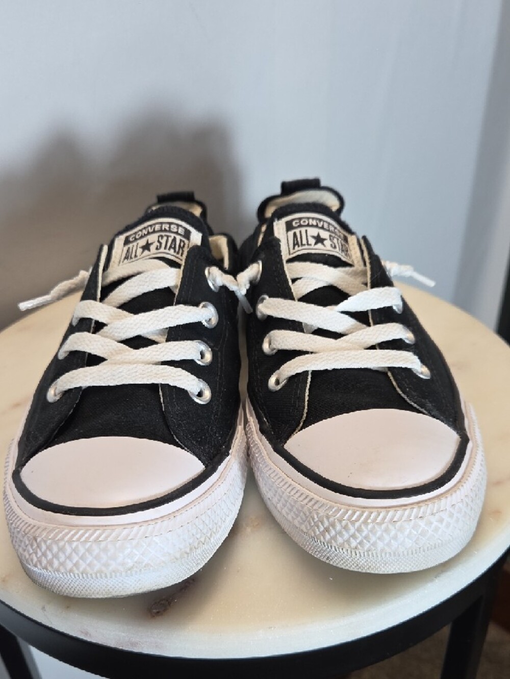 Converse Womens Black Lace-Up Sneakers Size 10 - Picture 2 of 7